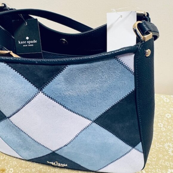 NWT-READ DESCRIPTION Kate Spade Leila Shoulder Bag-Blue Patchwork Suede